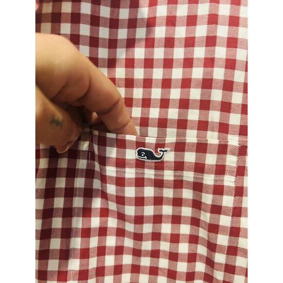 Vineyard Vines Men's Large Classic Fit Tucker Shirt Gingham Red White Check - Picture 10 of 15